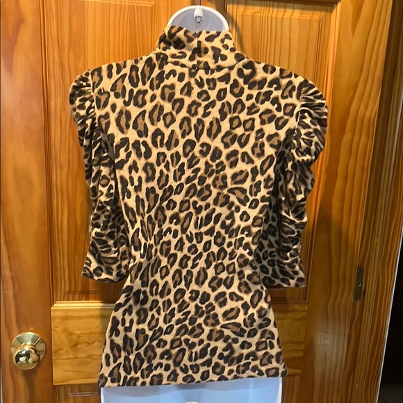 INC International Concepts Leopard Print Puff Sleeve Top - Picture 5 of 7